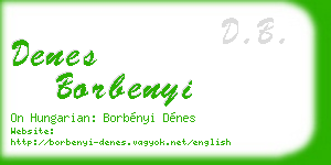 denes borbenyi business card