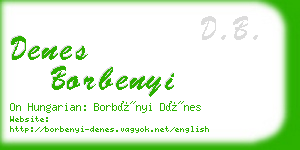 denes borbenyi business card